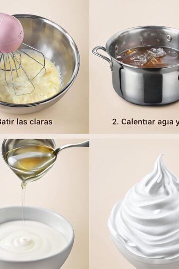 Step by step collage showing merengue italiano firm preparation