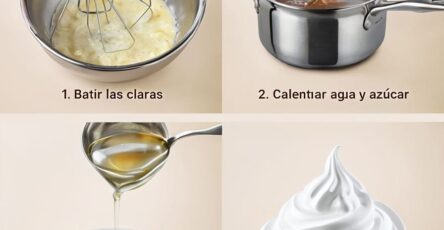 Step by step collage showing merengue italiano firm preparation